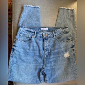 LOFT Women's Distressed Light Blue Straight Leg Jeans